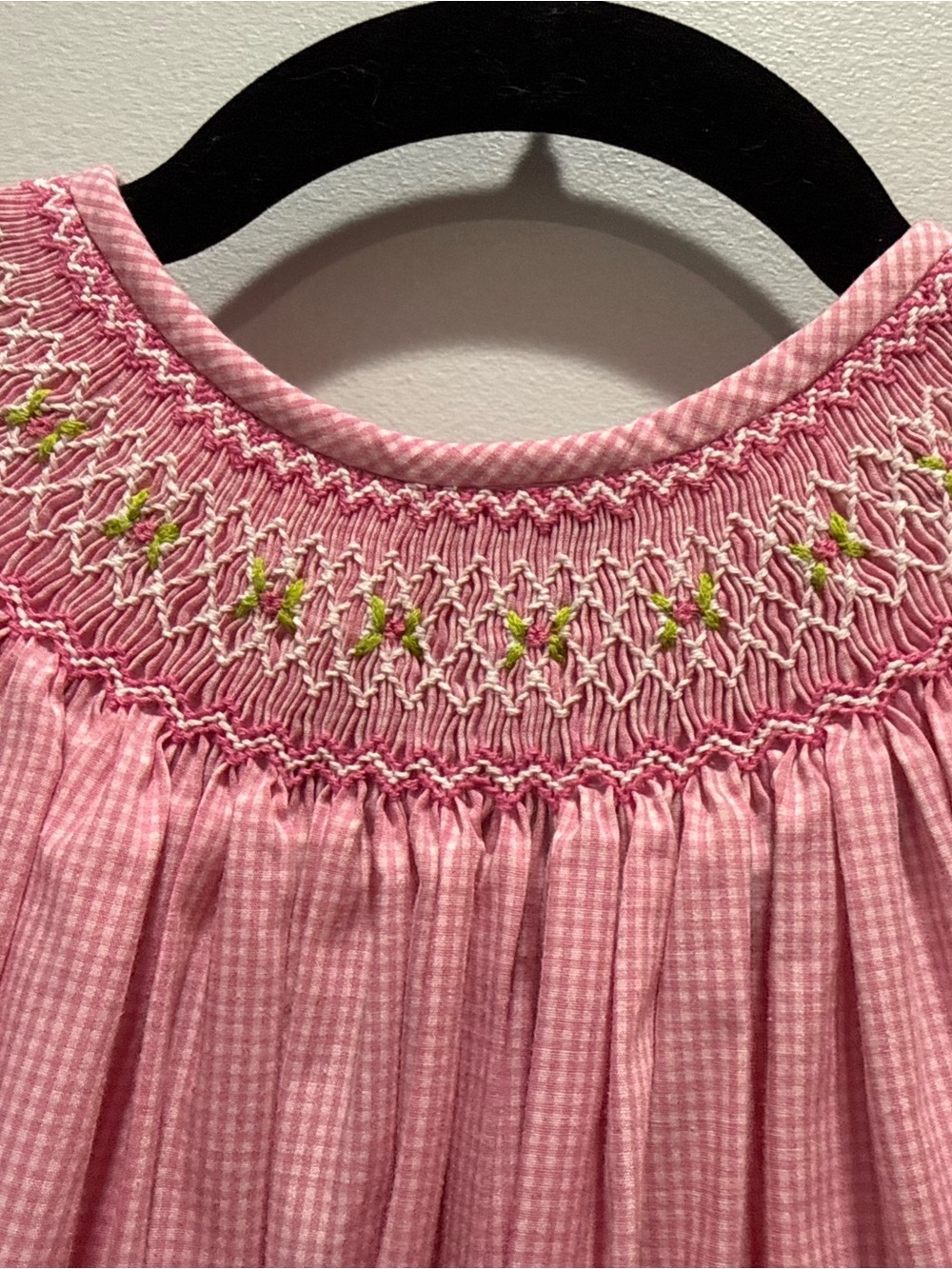 Smocked Pink Bishop Dress Girls Size 6 Smocked Auctions Classic Gingham